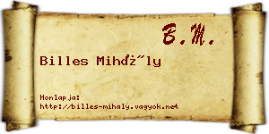 Billes Mihály névjegykártya