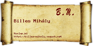 Billes Mihály névjegykártya